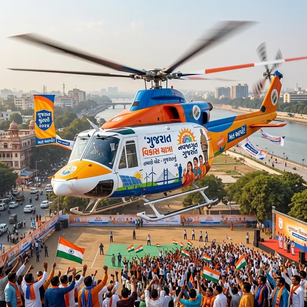 Helicopter for election campaign in gujarat