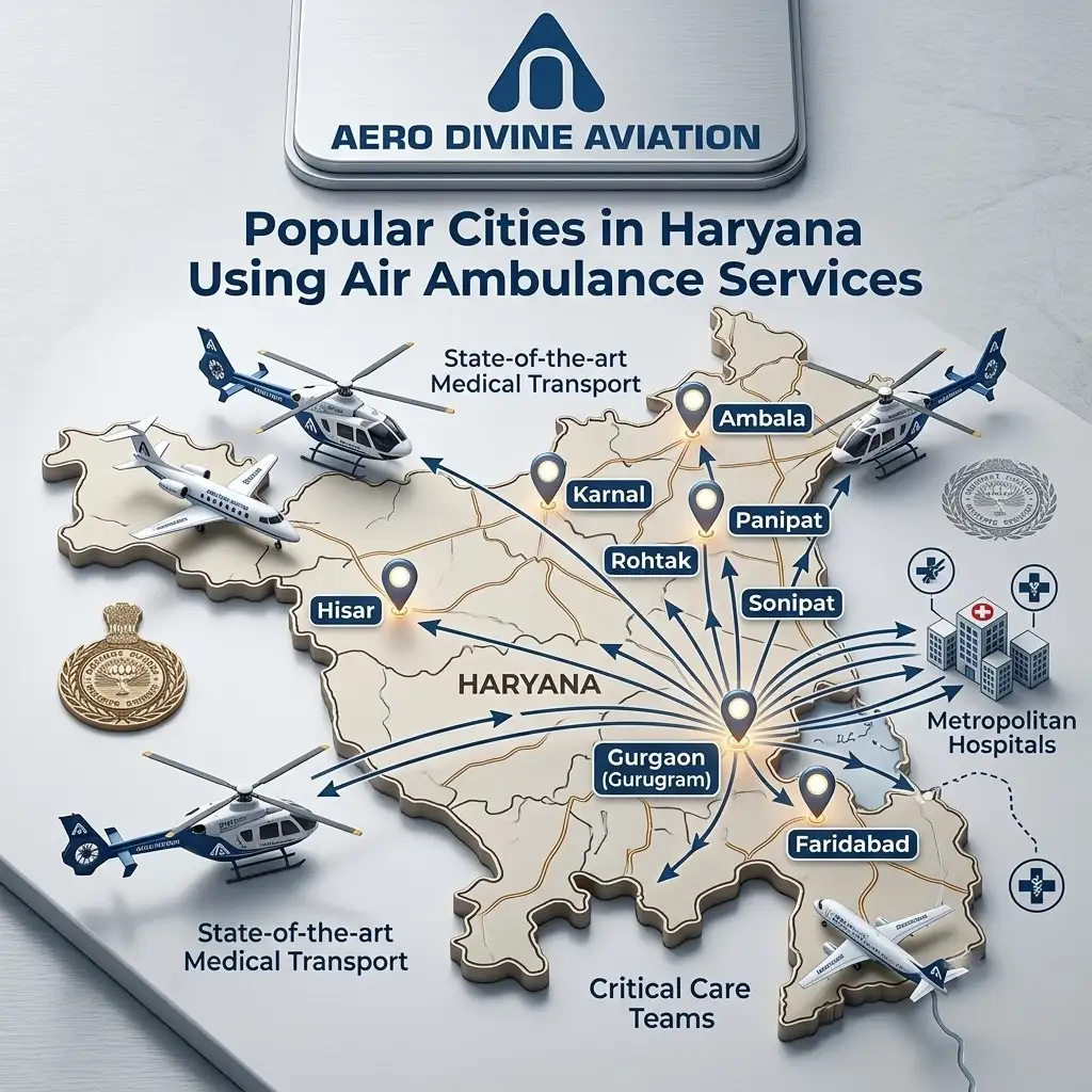 Popular Cities in Haryana Using Air Ambulance Services