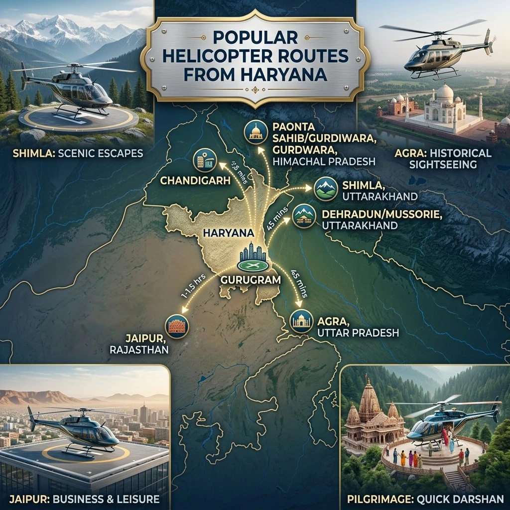 Popular Helicopter Routes from Haryana