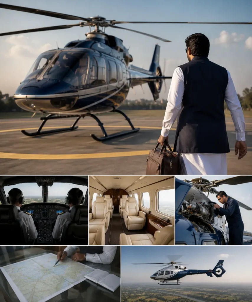 Premium helicopter charter service with modern aircraft