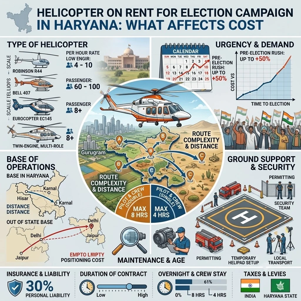 Helicopter on Rent for Election Campaign in Haryana What Affects Cost