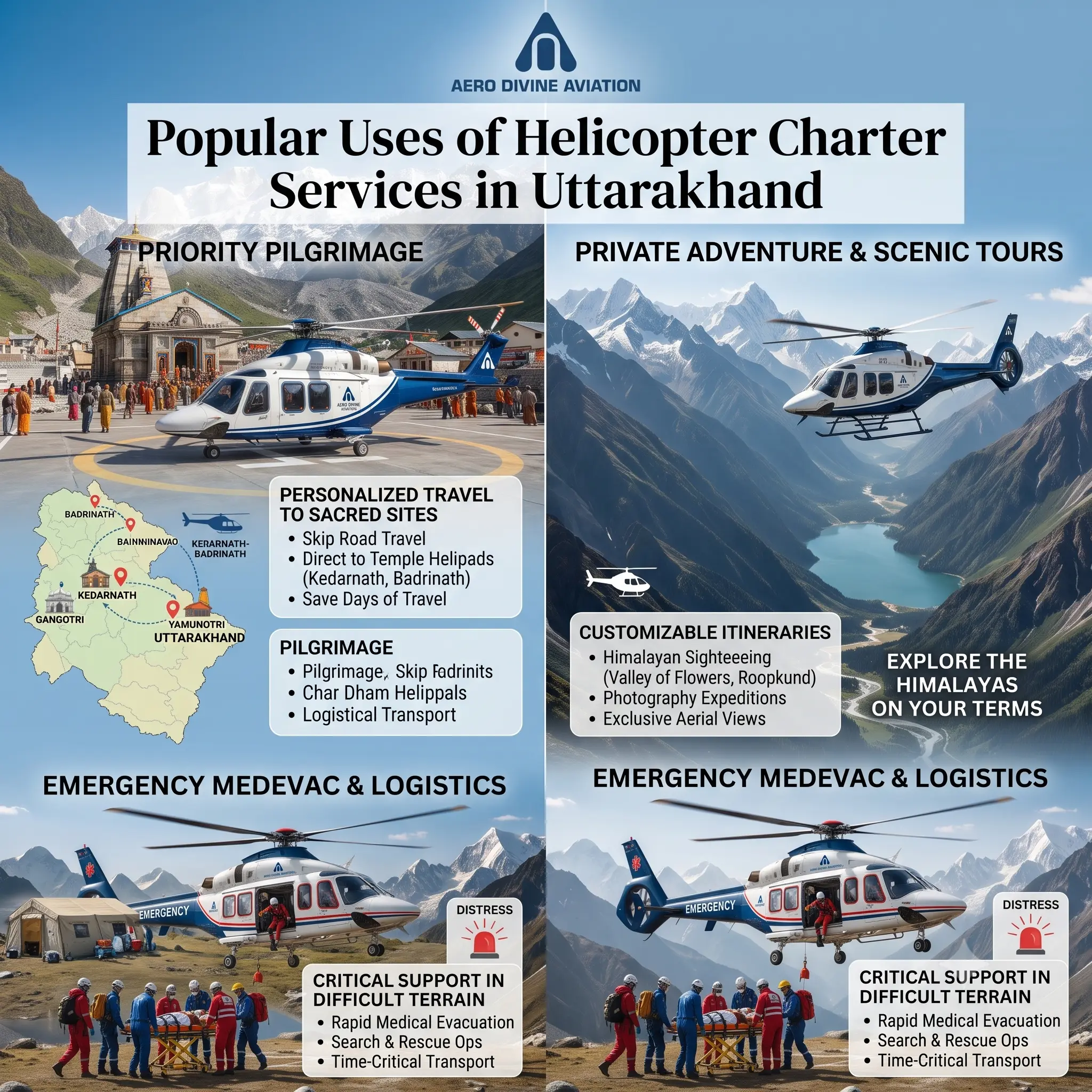 Popular Uses of Helicopter Charter Services in Uttarakhand